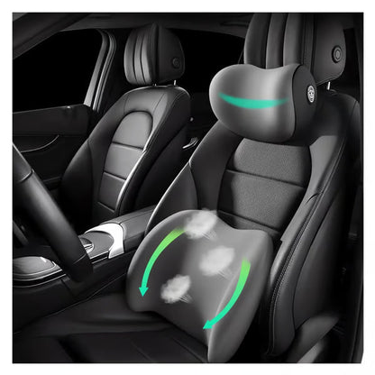 Ergonomic Car Headrest & Lumbar Support Cushion Set