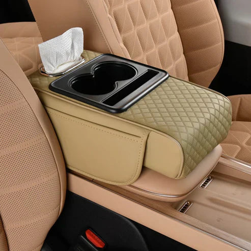 Integrated multifunctional car armrest increase with pressure compensation