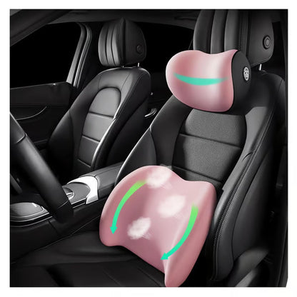 Ergonomic Car Headrest & Lumbar Support Cushion Set
