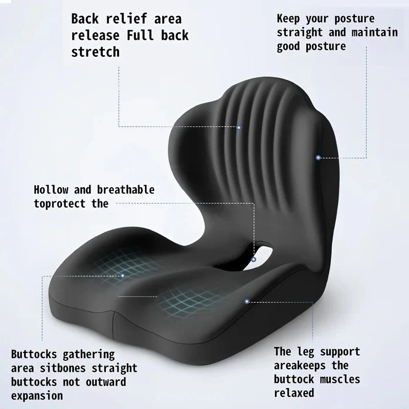 Ergonomic Memory Foam Seat Cushion with Lumbar Support – Pressure Relief, Height Boost, Universal Fit