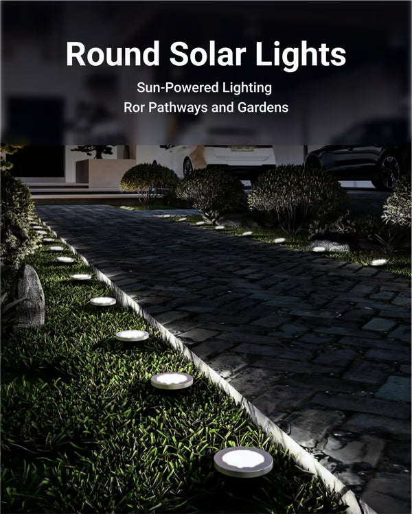 7000K Solar Ground Lights with Automatic Dusk-to-Dawn Sensor