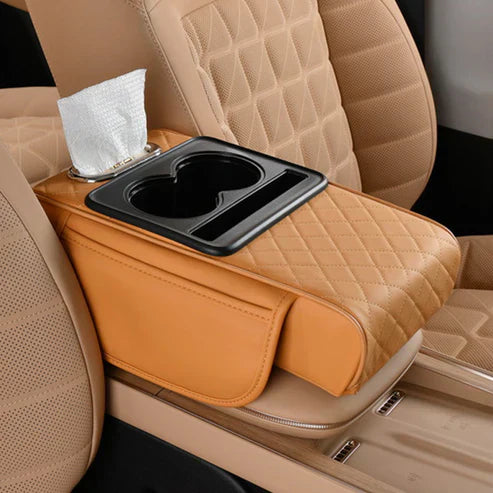 Integrated multifunctional car armrest increase with pressure compensation