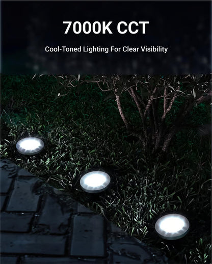 7000K Solar Ground Lights with Automatic Dusk-to-Dawn Sensor