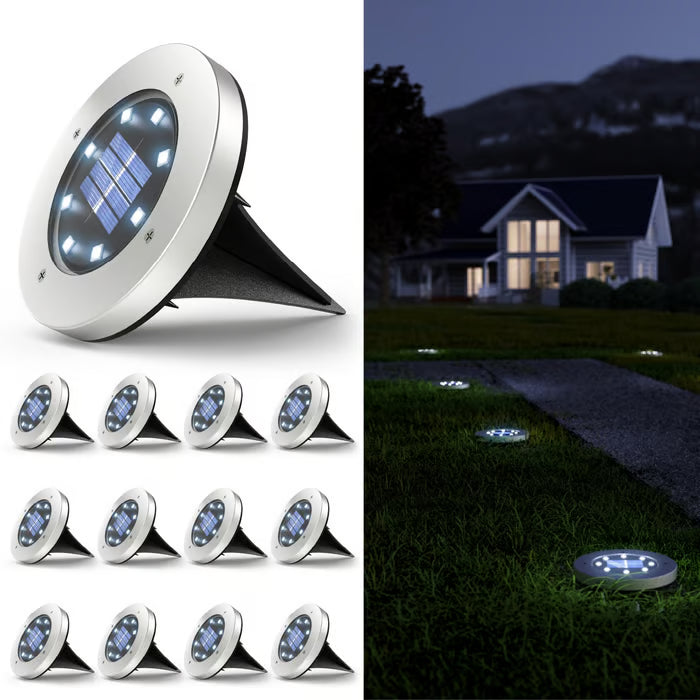 7000K Solar Ground Lights with Automatic Dusk-to-Dawn Sensor