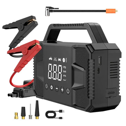 🚗 6000A Peak Car Jump Starter with 150 PSI Air Compressor – 15000mAh 12V Portable Auto Battery Booster, Cordless Tire Inflator, LED Flashlight & Emergency Kit for Cars & SUVs