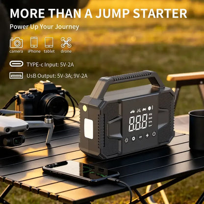 🚗 6000A Peak Car Jump Starter with 150 PSI Air Compressor – 15000mAh 12V Portable Auto Battery Booster, Cordless Tire Inflator, LED Flashlight & Emergency Kit for Cars & SUVs