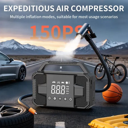 🚗 6000A Peak Car Jump Starter with 150 PSI Air Compressor – 15000mAh 12V Portable Auto Battery Booster, Cordless Tire Inflator, LED Flashlight & Emergency Kit for Cars & SUVs